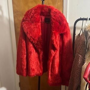 Forever 21 Vibrant Red Teddy Jacket